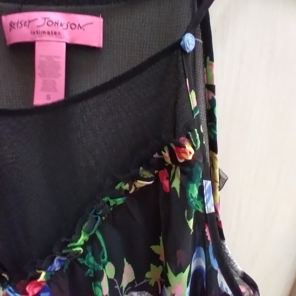 Besty Johnson Intimates Nightgown Womens Size S  Spaghetti Straps Black Floral - Picture 4 of 8